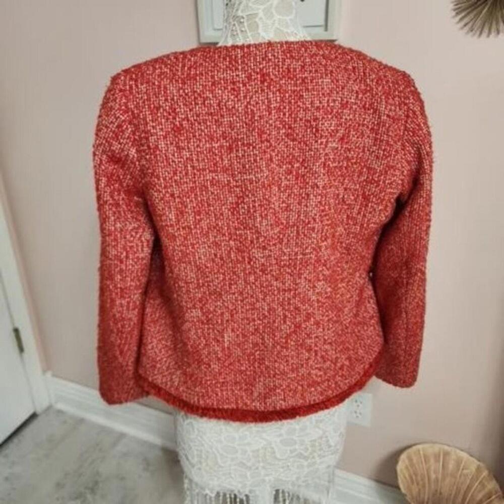 LKNW Red Tweed Fringe Blazer Jacket by Talbots Size  Beautiful 10 P - Picture 9 of 9